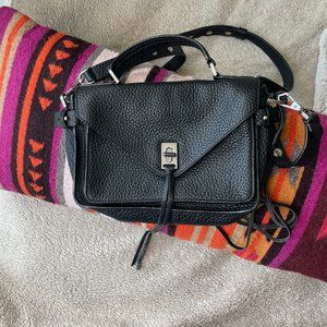 Rebecca Minkoff Small Darren Crossbody Satchel Black Pebbled Leather Tassel Bag